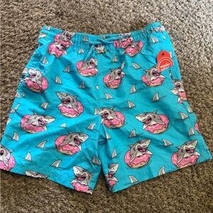 Wonder Nation Blue Shark Print Kids Swim Trunks